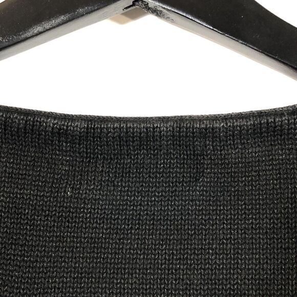 Black Cropped Sweater Vintage Embroidered Small Retro V-Neck Pullover - Picture 9 of 11